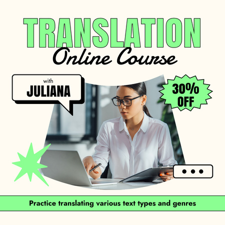Awesome Translation Online Course At Reduced Price Offer Instagram Design Template