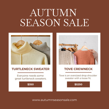 Designvorlage Herbstverkauf von warmer Kleidung für Instagram