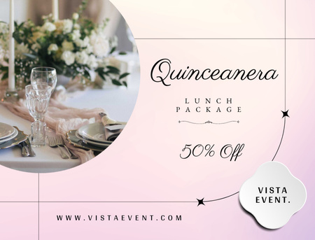 Lunch Package Offer with Discount For Celebration Quinceañera Postcard 4.2x5.5in Design Template