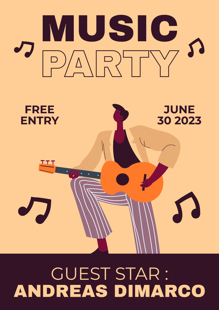 Fascinating Guitarist Performance On Music Party Poster Modelo de Design