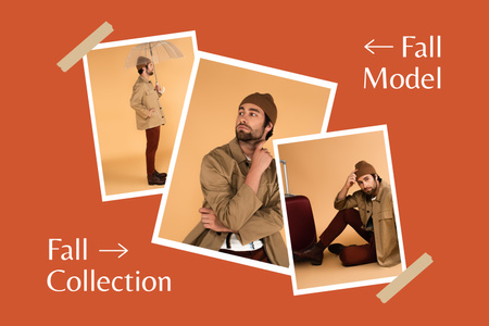 Осенняя коллекция для молодых мужчин Mood Board – шаблон для дизайна