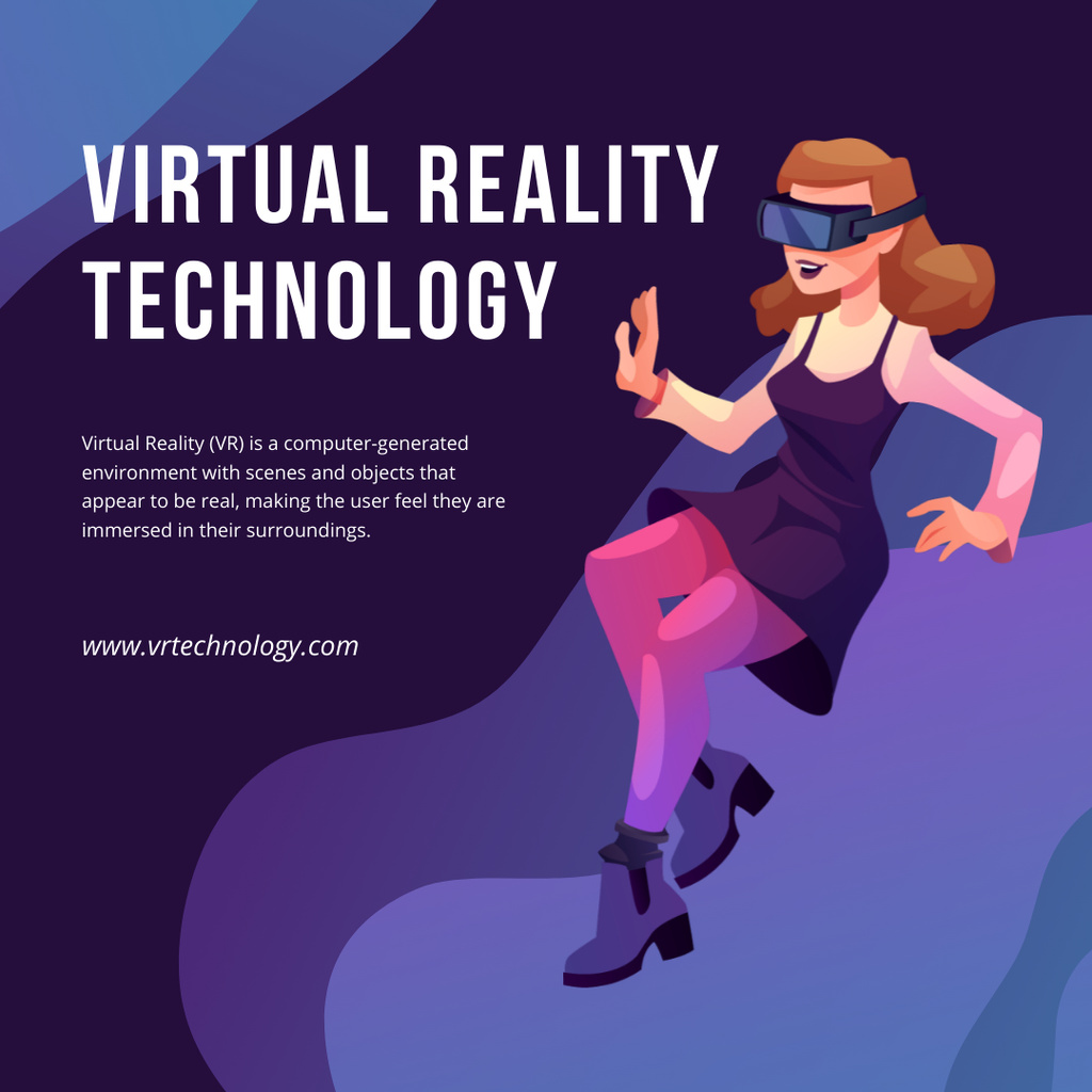 Woman Using Virtual Reality Headset Instagramデザインテンプレート
