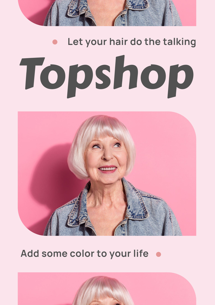 Modèle de visuel Haircuts Offer with Senior Woman - Poster