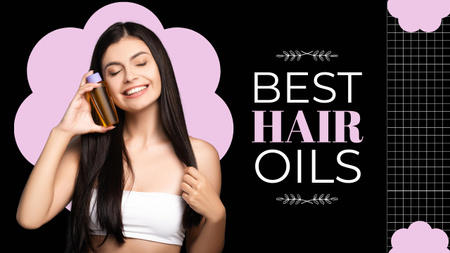 Plantilla de diseño de anuncio de belleza con chica con aceite para el cabello Youtube Thumbnail 