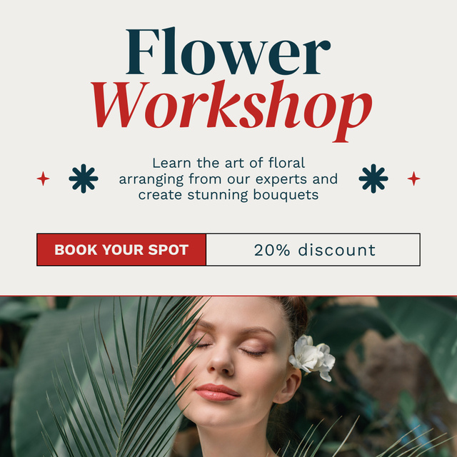 Ontwerpsjabloon van Instagram van Training in Art of Florist at Flower Workshop