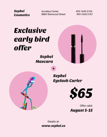 Cosmetics Sale with Mascara and Eyelash Curler Poster 22x28in Modelo de Design
