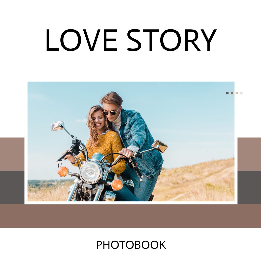 Photograph of a Young Couple on a Motorcycle Photo Book Šablona návrhu