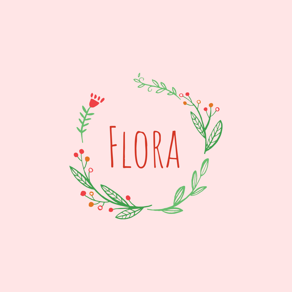 Floral Shop Emblem Logo Design Template