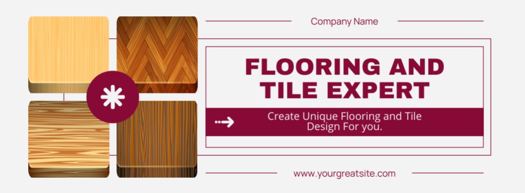 Ontwerpsjabloon van Facebook cover van Flooring & Tile Expert Ad with Various Samples