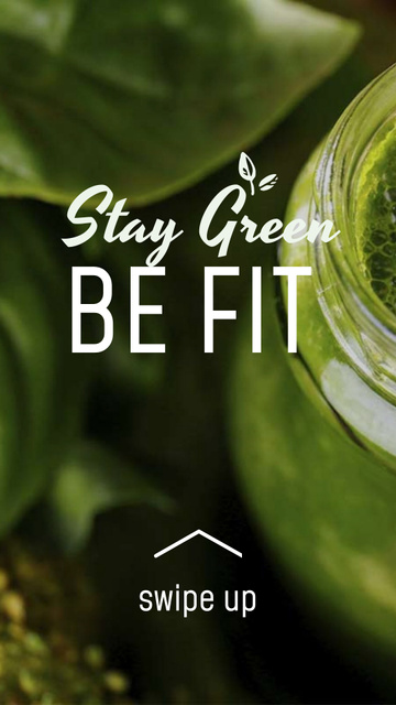 Green smoothie in glass jar Instagram Story Design Template