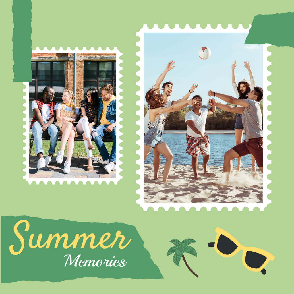 Summer Memories of Friends Green Instagram Modelo de Design