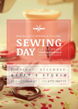 Modèle de visuel Sewing day event with needlework tools - Flayer
