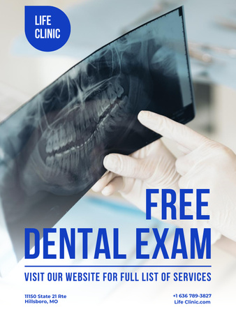Free Dental Exam Offer Poster US Design Template