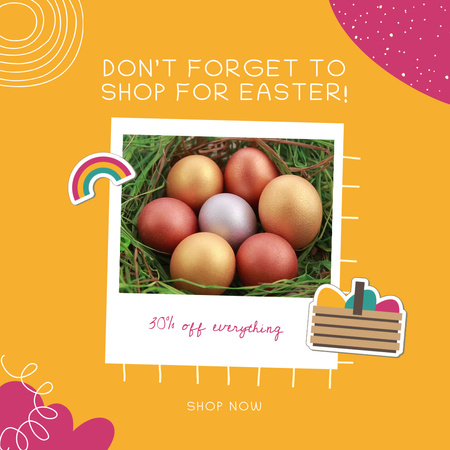 Modèle de visuel Dyed Eggs In Nest And Box With Discount - Animated Post