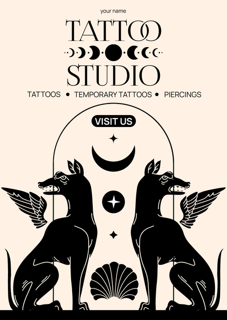 Mysterious Sketches And Tattoo Studio Services Offer Poster Modelo de Design