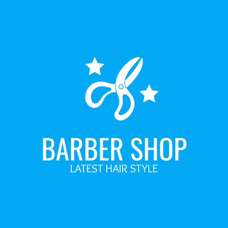 Barbershop Advertisement with Scissors Logo 1080x1080pxデザインテンプレート
