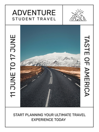 Anúncio de viagens de estudantes com estrada de montanha Poster US Modelo de Design