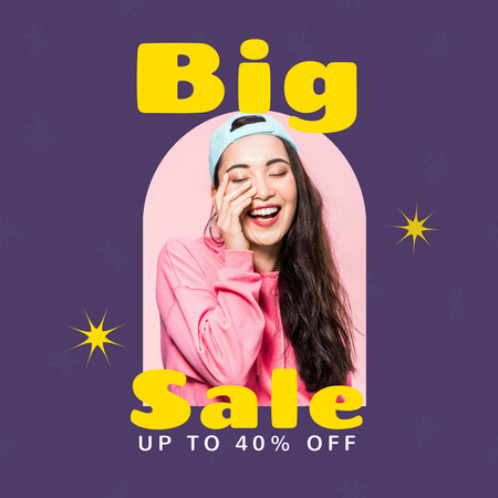 Sale Ad with Smiling Woman Instagram Design Template