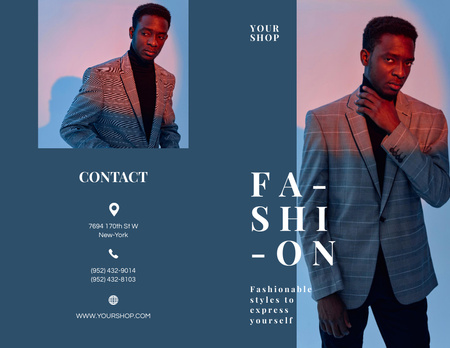 Stylish Man in Formal Costume Brochure 8.5x11in Bi-fold – шаблон для дизайна