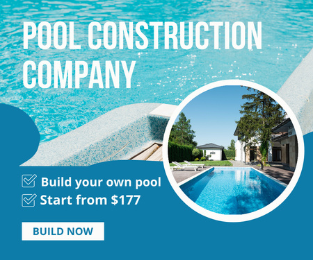 Service Offering of Swimming Pool Construction Company Large Rectangle Πρότυπο σχεδίασης