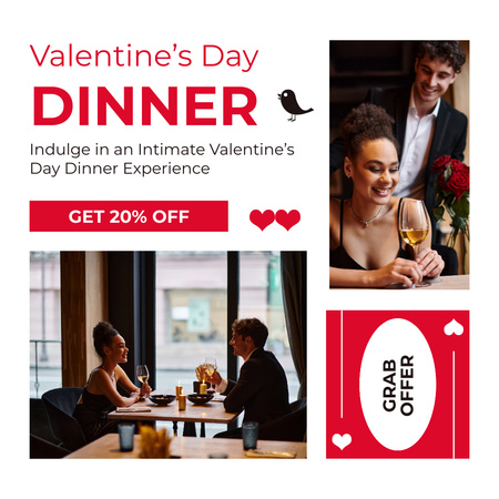 Valentine's Day Dinner At Reduced Price For Sweethearts Instagram Design Template