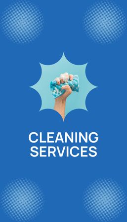 Modèle de visuel Annonce de services de nettoyage avec éponge de nettoyage - Business Card US Vertical