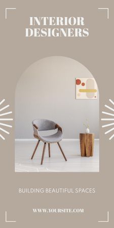 Anúncio de designers de interiores com cadeira estilosa Graphic Modelo de Design