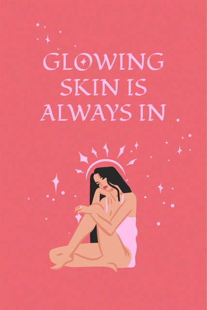 Skincare Ad with Young Woman Pinterest Šablona návrhu