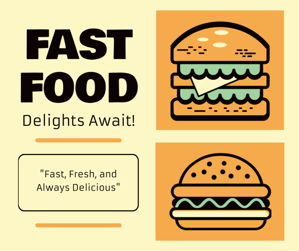 Ontwerpsjabloon van Facebook van Offer of Fast Food Delights