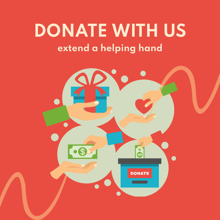 Charity Concept of Money Donating and Help Instagramデザインテンプレート