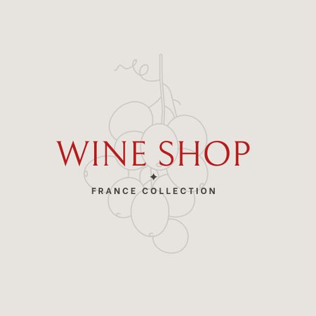 Wine Shop Services Offer with Grapes Illustration Logo Design Template