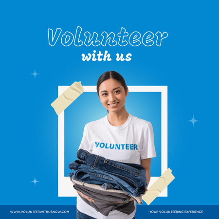 Ontwerpsjabloon van Instagram van Vrijwilligerswerk Aankondiging op Blauw