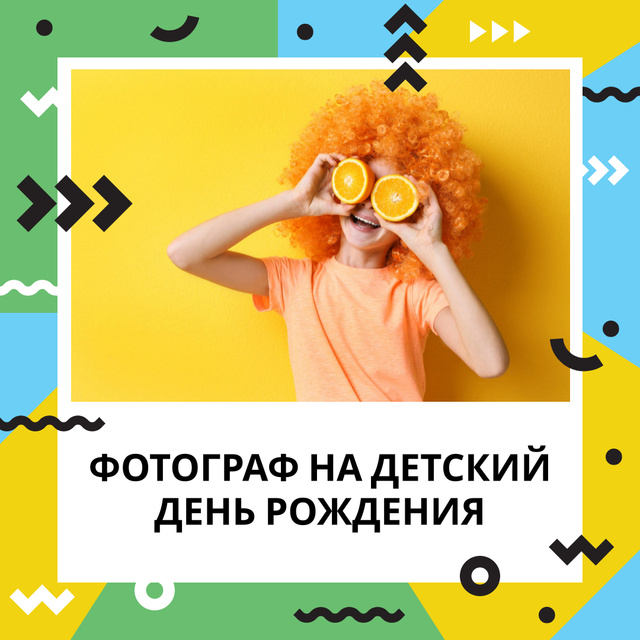 Kid holding oranges for Birthday Photography Instagram AD Modelo de Design