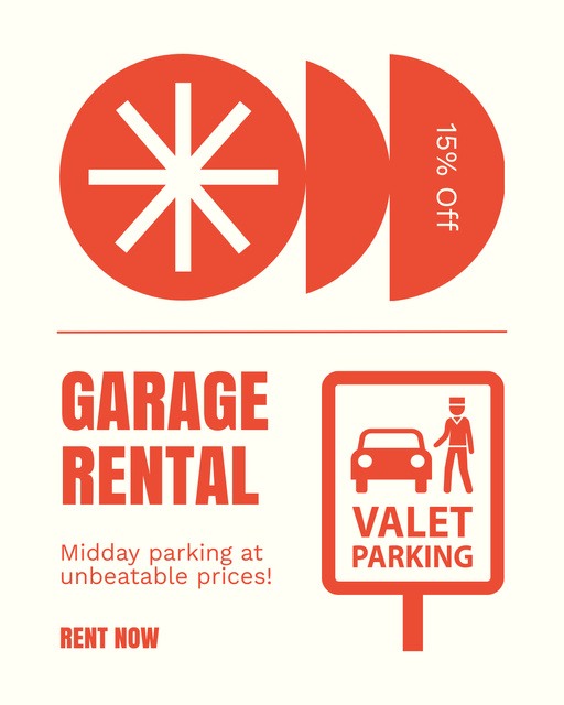 Discount on Garage Rental on Red Instagram Post Vertical Tasarım Şablonu
