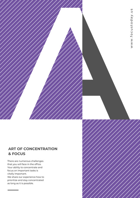 Art of Concentration And Focusing On Tasks on Purple and White Poster B2デザインテンプレート