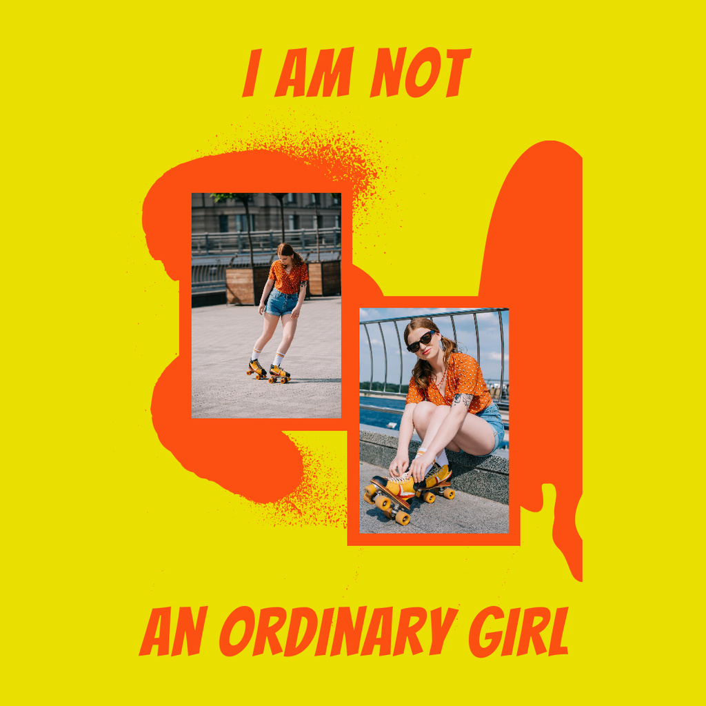 Young Girl on Roller Skates Instagram Design Template