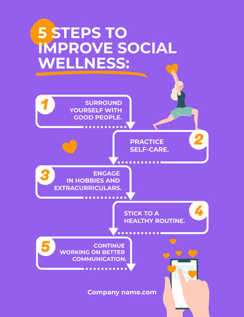 Effective Steps for Improving Social Wellness Poster 8.5x11in Πρότυπο σχεδίασης