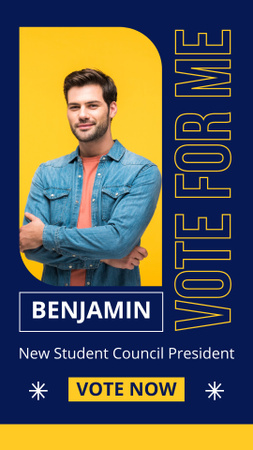 Candidacy for New President of Student Council on Blue Instagram Story Design Template