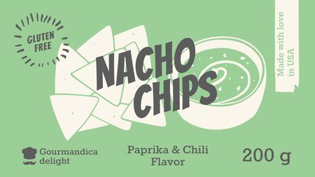 Ontwerpsjabloon van Label 3.5x2in van Aanbieding Nacho Chips in het groen