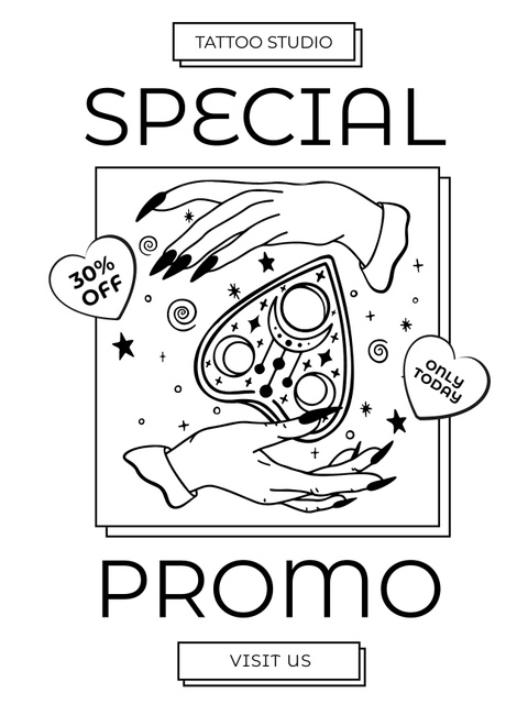 Stunning Tattoo Studio Service With Discount For Today Poster USデザインテンプレート