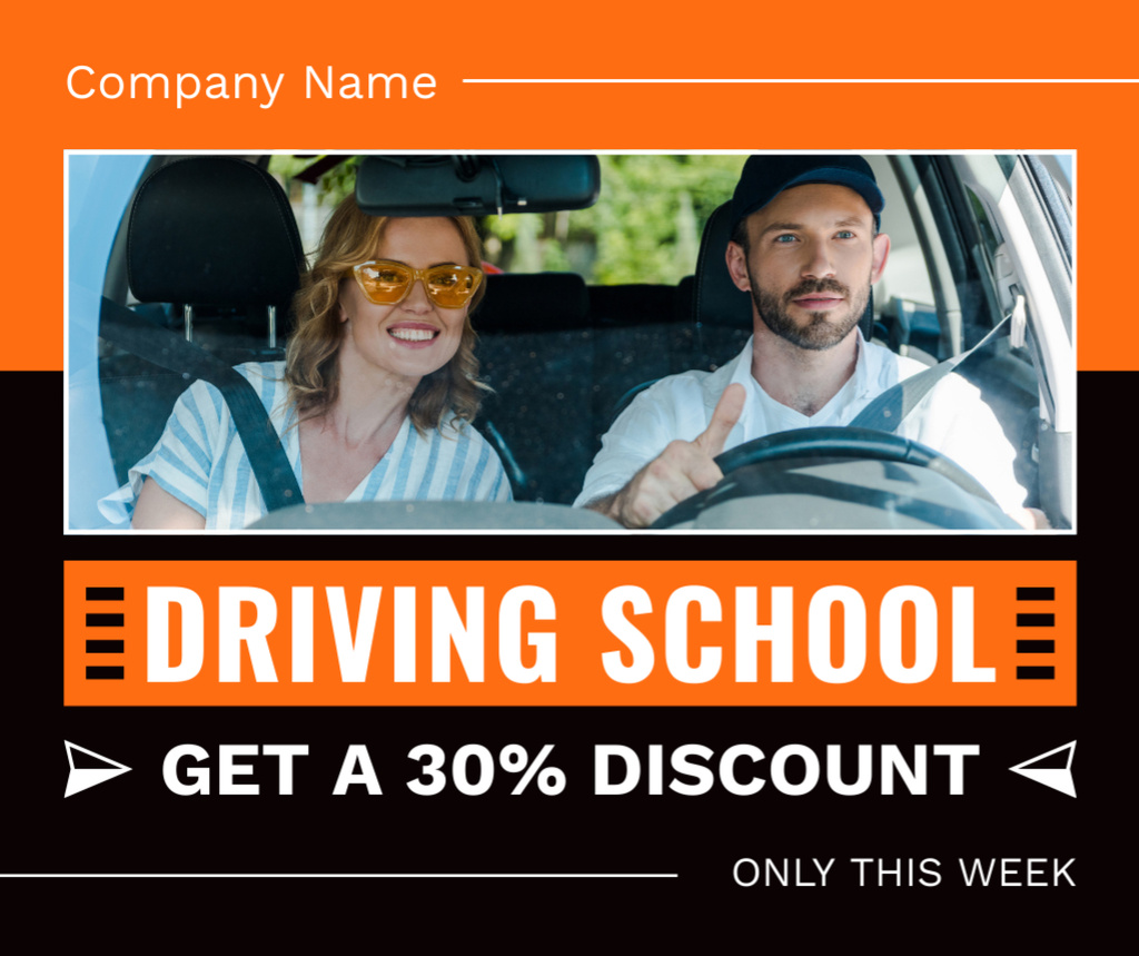 Ontwerpsjabloon van Facebook van Master Driving Skills At School With Discount