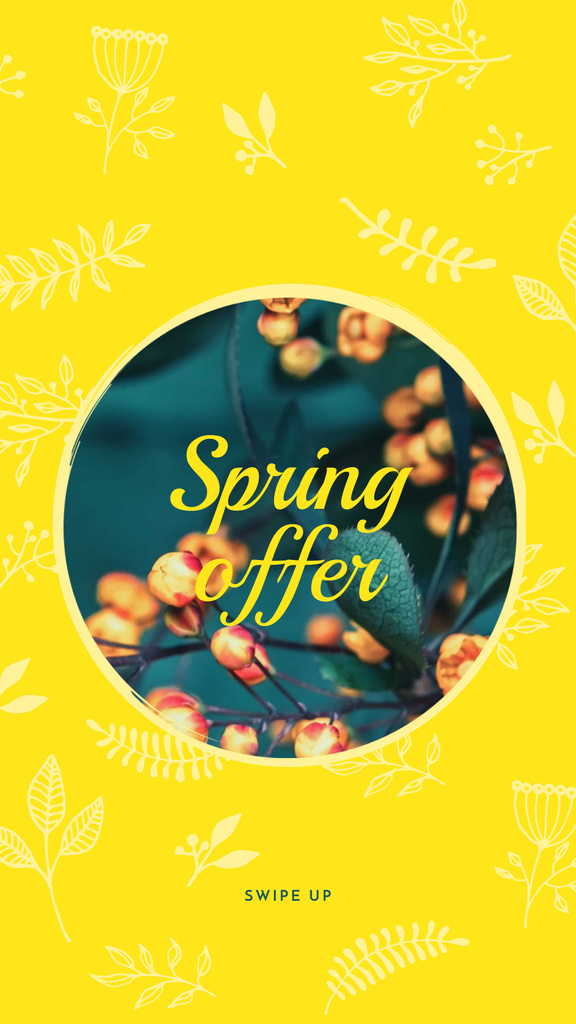 Spring Offer with Buds on Tree Instagram Story Πρότυπο σχεδίασης