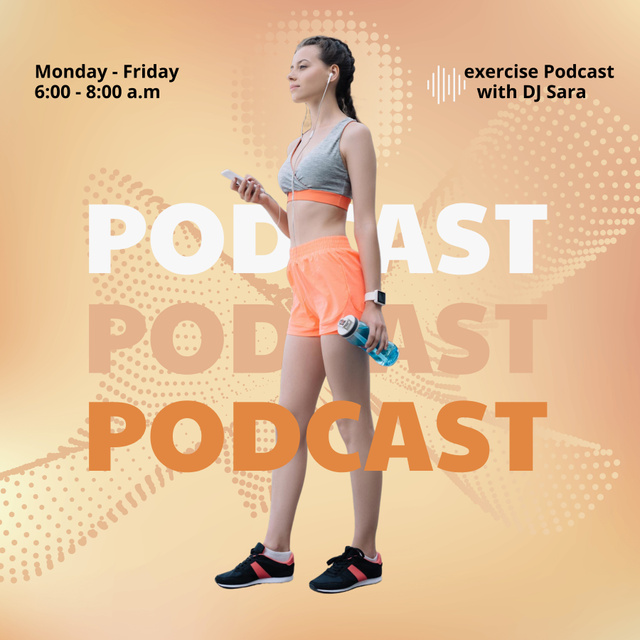 Designvorlage Audio Show About Fitness With DJ für Podcast Cover