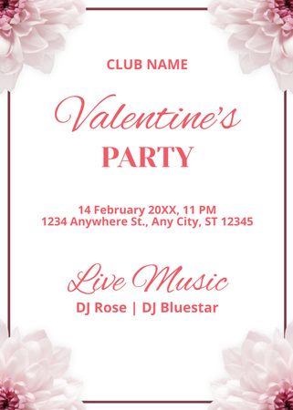 Valentine's Day Party Announcement on White Invitation Design Template