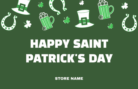Ontwerpsjabloon van Thank You Card 5.5x8.5in van Happy St. Patrick's Day on Green