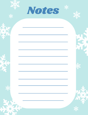 Note Page with Snowflakes Notepad 107x139mm tervezősablon