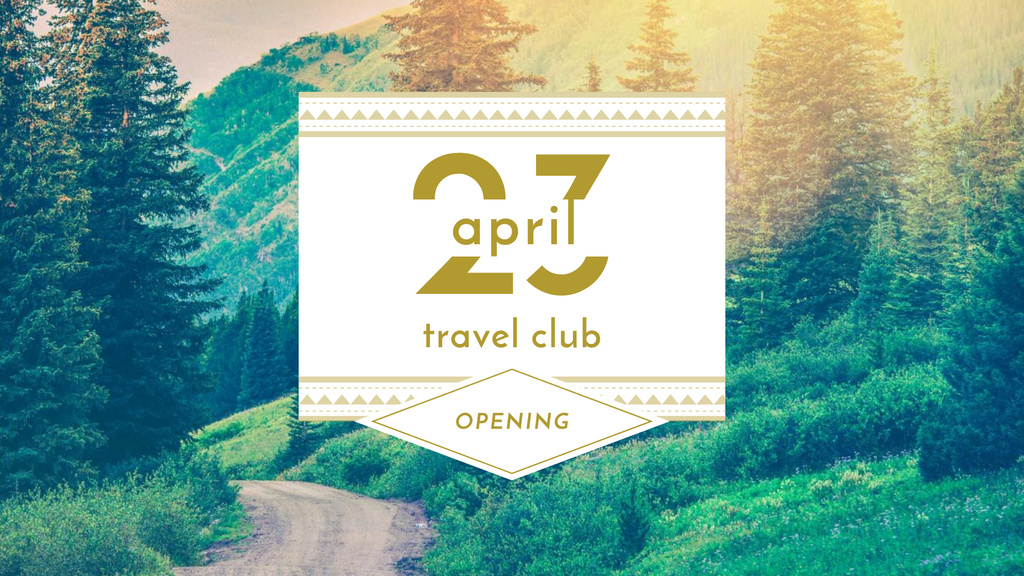 Travel Club ad with Forest Road View FB event cover Šablona návrhu