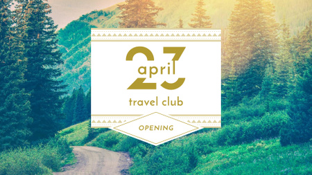 Travel Club ad with Forest Road View FB event cover Design Template