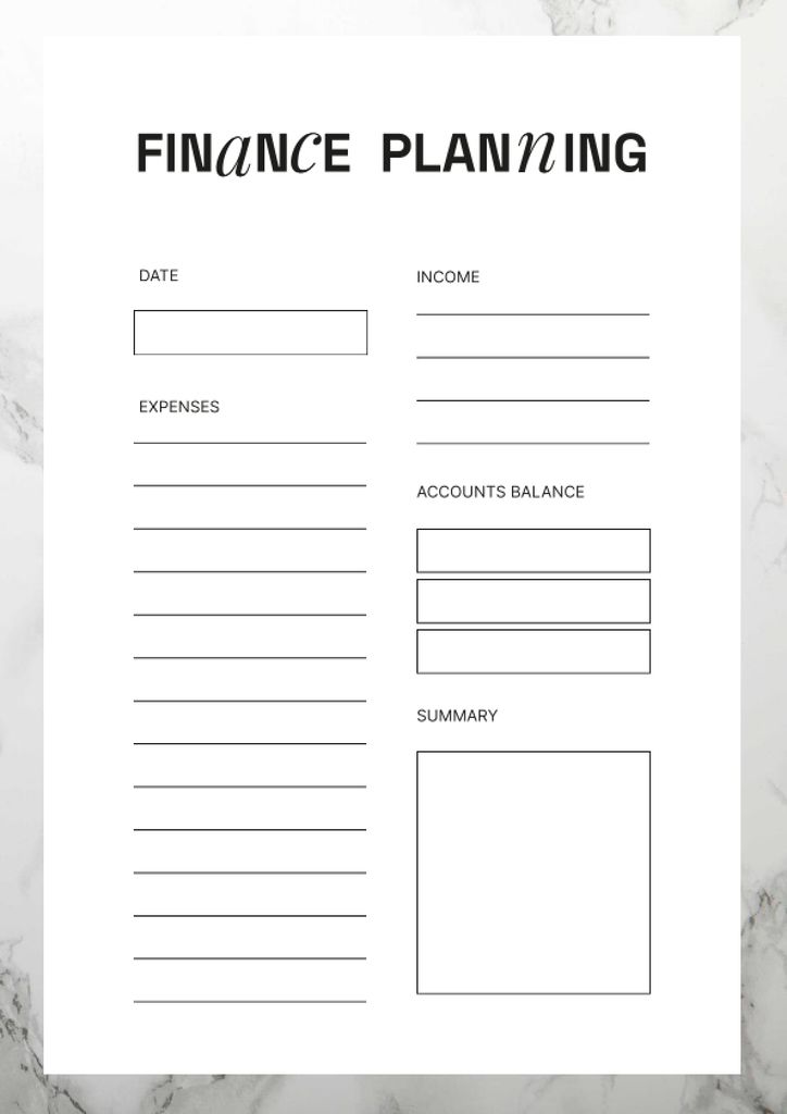 Finance Planning on Marble Pattern Schedule Planner – шаблон для дизайна
