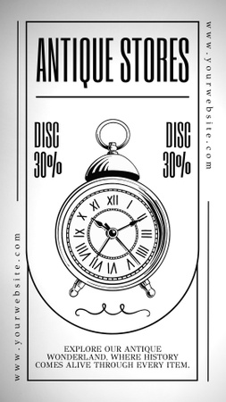 Bygone Century Alarm Clock With Discounts Offer Instagram Story Design Template